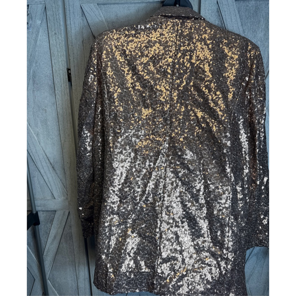 Women's ELOQUII Plus Size 28 Rose Gold Sequin Blazer - Picture 6 of 8